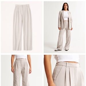 A&F Sloane Low Rise Tailored Wide Leg Pant - Light Taupe 28 Long